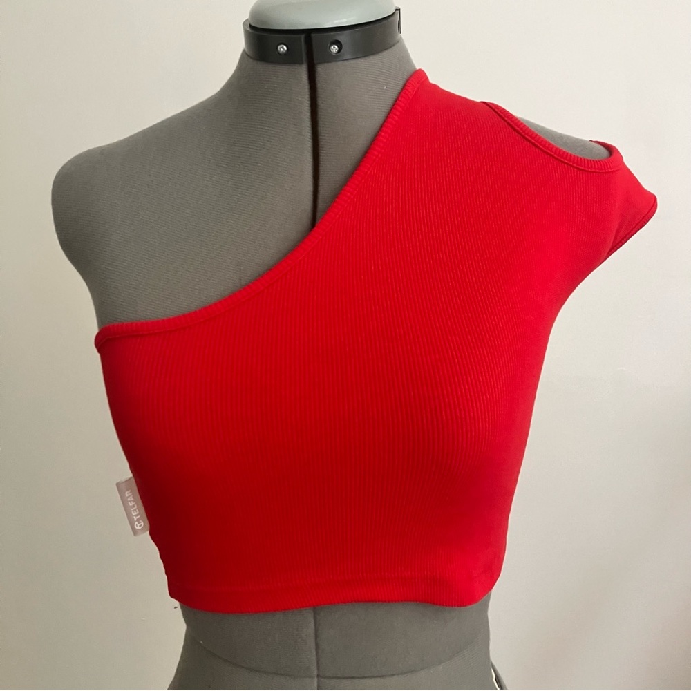 Telfar Rib Half Tank, Red, XS/S